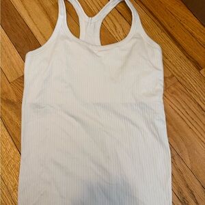 Lululemon Ebb to Street Ribbed Tank Top Built-In Bra Cream Size 6